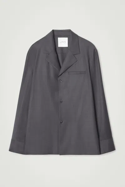 Cos The Notch-lapel Shirt In Grey