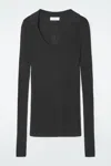 Cos The Open-collar Merino Wool Top In Black