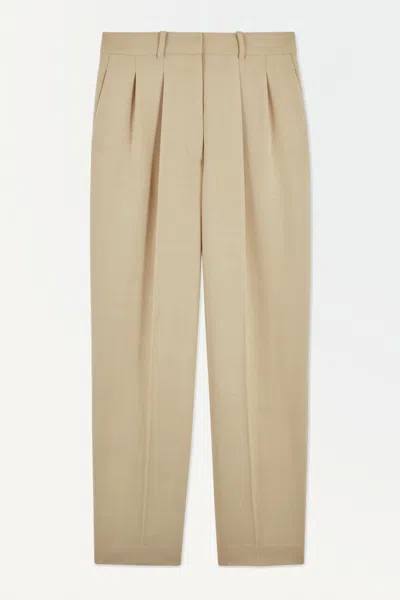 Cos The Pleated Tailored Trousers In Beige