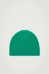 Cos The Ribbed Cashmere Beanie In Green