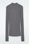 Cos The Ribbed Merino Wool Top In Grey