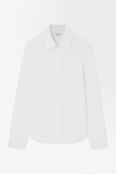 Cos The Sculpted Silk-blend Shirt In White
