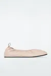 Cos The Ruched Leather Ballet Flats In Beige