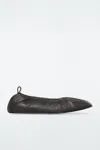 Cos The Ruched Leather Ballet Flats In Brown