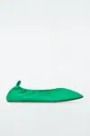 Cos The Ruched Leather Ballet Flats In Green