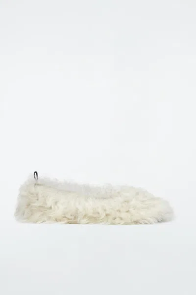 Cos The Shearling Ballet Flats In White