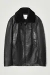 COS THE SHEARLING-TRIMMED LEATHER JACKET