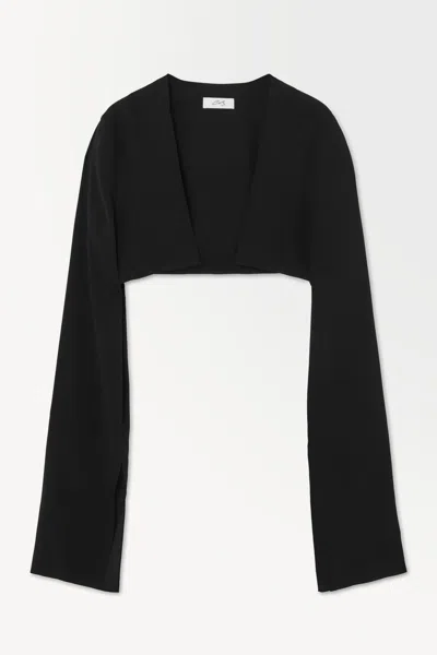 Cos The Silk-blend Cropped Bolero Jacket In Black