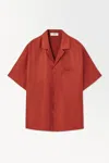 Cos The Silk Resort Shirt In Orange