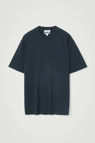 Cos Oversized Cotton T-shirt In Blue
