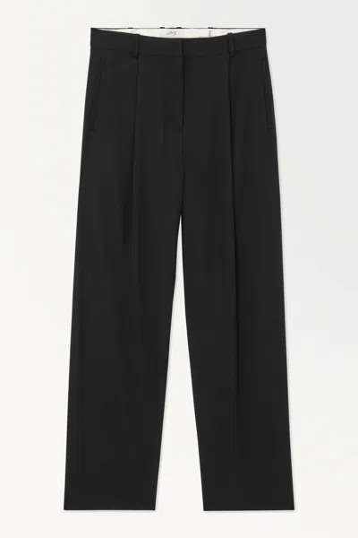Cos The Wide-leg Silk-blend Trousers In Black