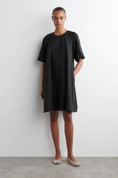 Cos Tie-back A-line Mini Dress In Black