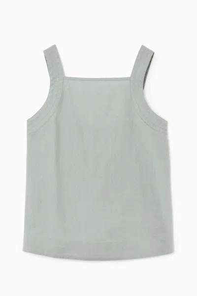 Cos Tie-back Linen Top In Green