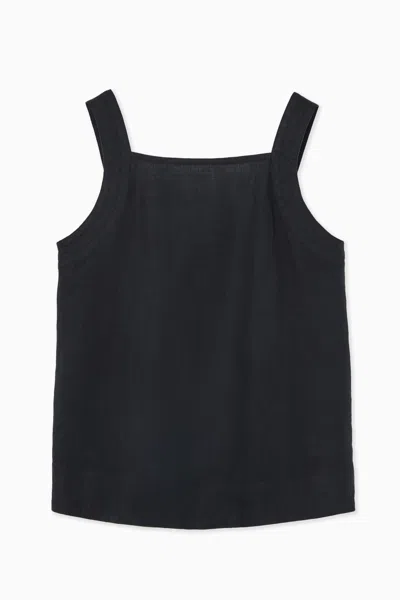 Cos Tie-back Linen Top In Blue