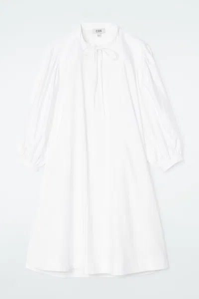 Cos Tie-detail Pleated Mini Dress In White