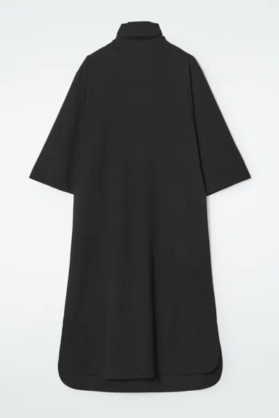 Cos Tie-detail Turtleneck Dress In Black