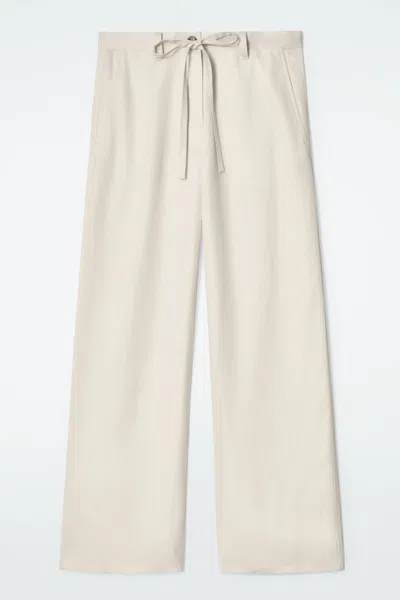 COS TIE-DETAIL WIDE-LEG TROUSERS IN BEIGE