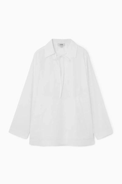 Cos Tie-front V-neck Blouse In White