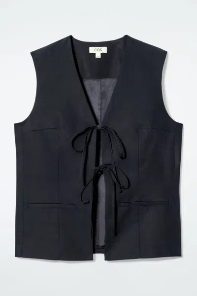 Cos Tie-front Waistcoat In Blue