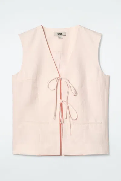 Cos Tie-front Waistcoat In Pink