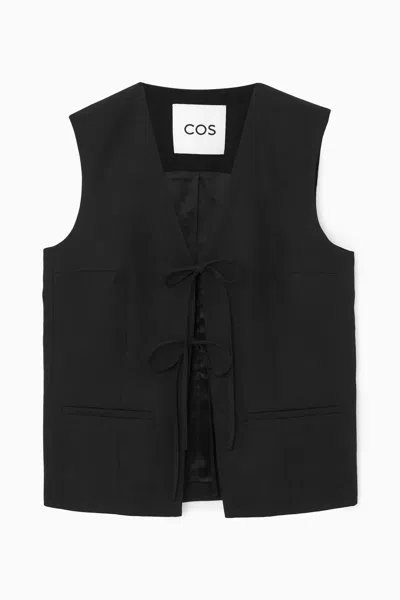 Cos Tie-front Waistcoat In Black