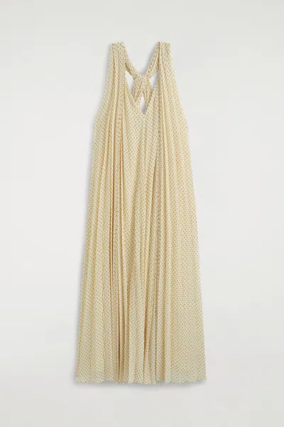 Cos Tie-detail Pleated Georgette Maxi Dress In Yellow