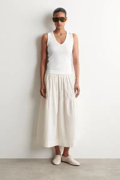 Cos Tiered Gathered Midi Skirt In White