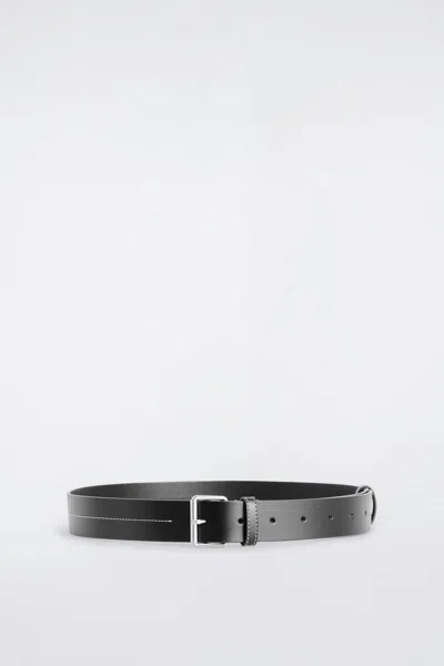 Cos Topstitched Leather Belt In Black