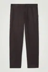 Cos Topstitched Tapered Trousers In Brown