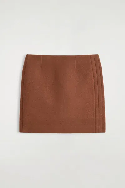 Cos Topstitched Wool Mini Skirt In Brown