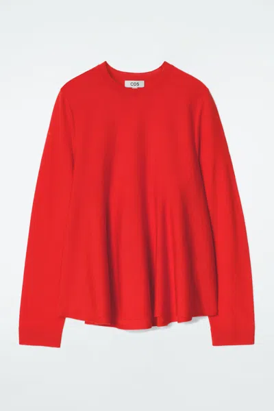 Cos Trapeze Merino Wool Jumper In Orange