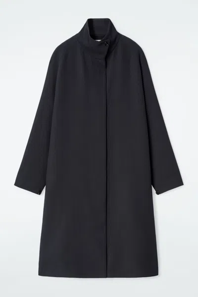 Cos Trapeze Wool-blend Coat In Blue