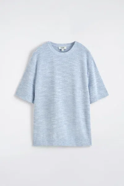 Cos T-shirt Décontracté En Maille Bouclée In Bleu In Blue