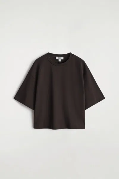 Cos T-shirt Oversize Silhouette Carrée En Coton In Brown