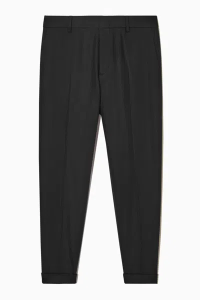 Cos Regular-fit Tapered Wool Trousers In Black