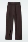 Cos Turn-up Wool-blend Trousers In Brown