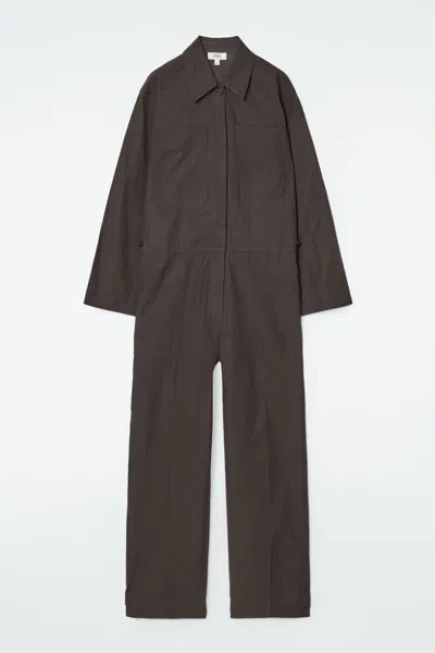 Cos Twill Boilersuit In Brown