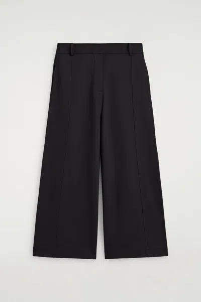 Cos Twill-jersey Straight-leg Culottes In Black