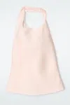Cos Twist-detail Linen-blend Top In Pink