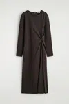 Cos Twist-detail Long-sleeved Dress In Brown
