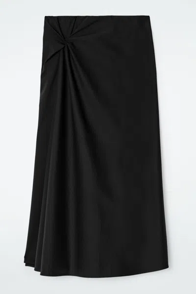 Cos Twist-detail Midi Skirt In Black