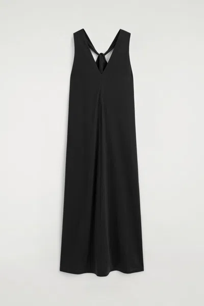 Cos Twist-back Jersey Midi Dress In Black