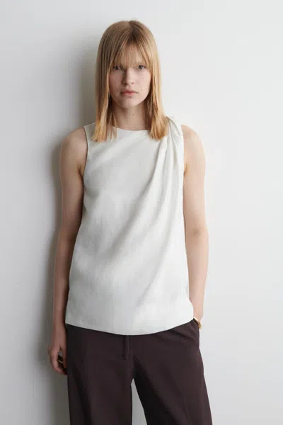 Cos Twisted-detail Linen Top In Blue