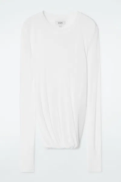 Cos Twisted-hem Silk Top In White
