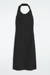 Cos Twisted Linen-blend Halterneck Dress In Black