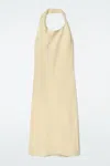Cos Twisted Linen-blend Halterneck Dress In Yellow