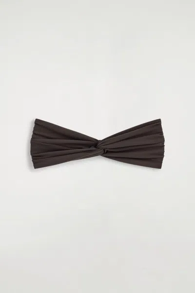 Cos Twisted Textured Bandeau Bikini Top In Brown