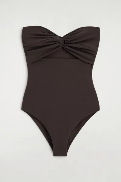 Cos Twisted Textured Cutout Swimsuit In Brown
