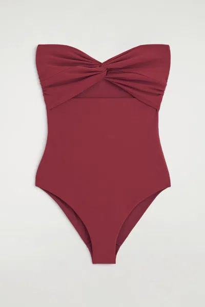 Cos Twisted Textured Cutout Swimsuit In Red
