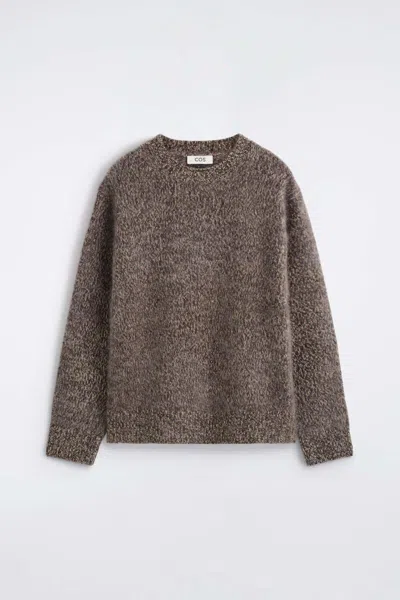 Cos Two-tone Brushed Pure Cashmere Crew-neck Jumper In Brown